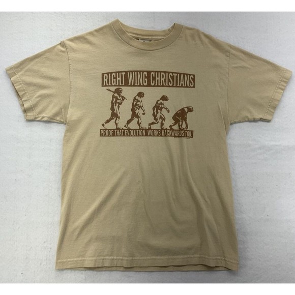 AAA Other - AAA  100% Cotton Men's Graphic T-Shirt RIGHT WING CHRISTIAN Med Beige Crew Neck